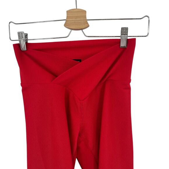 Beach Riot Cara‎ Rib Leggings Red Crossover Front Size Medium - Picture 3 of 11